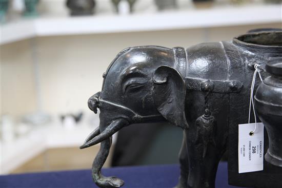 A massive Chinese bronze elephant-form censer, Ming dynasty, height 65cm length 50cm